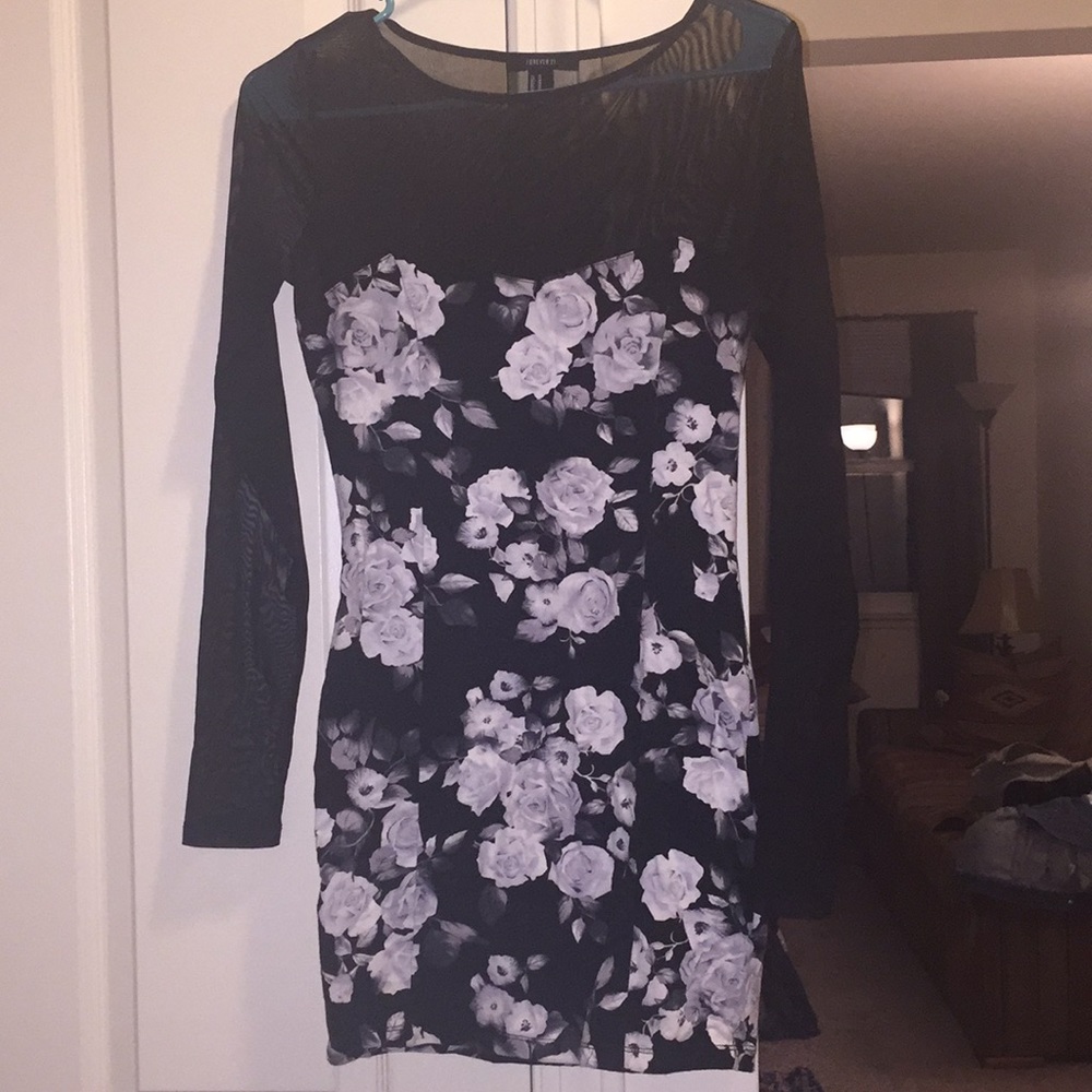 Forever 21 mesh floral bodycon dress